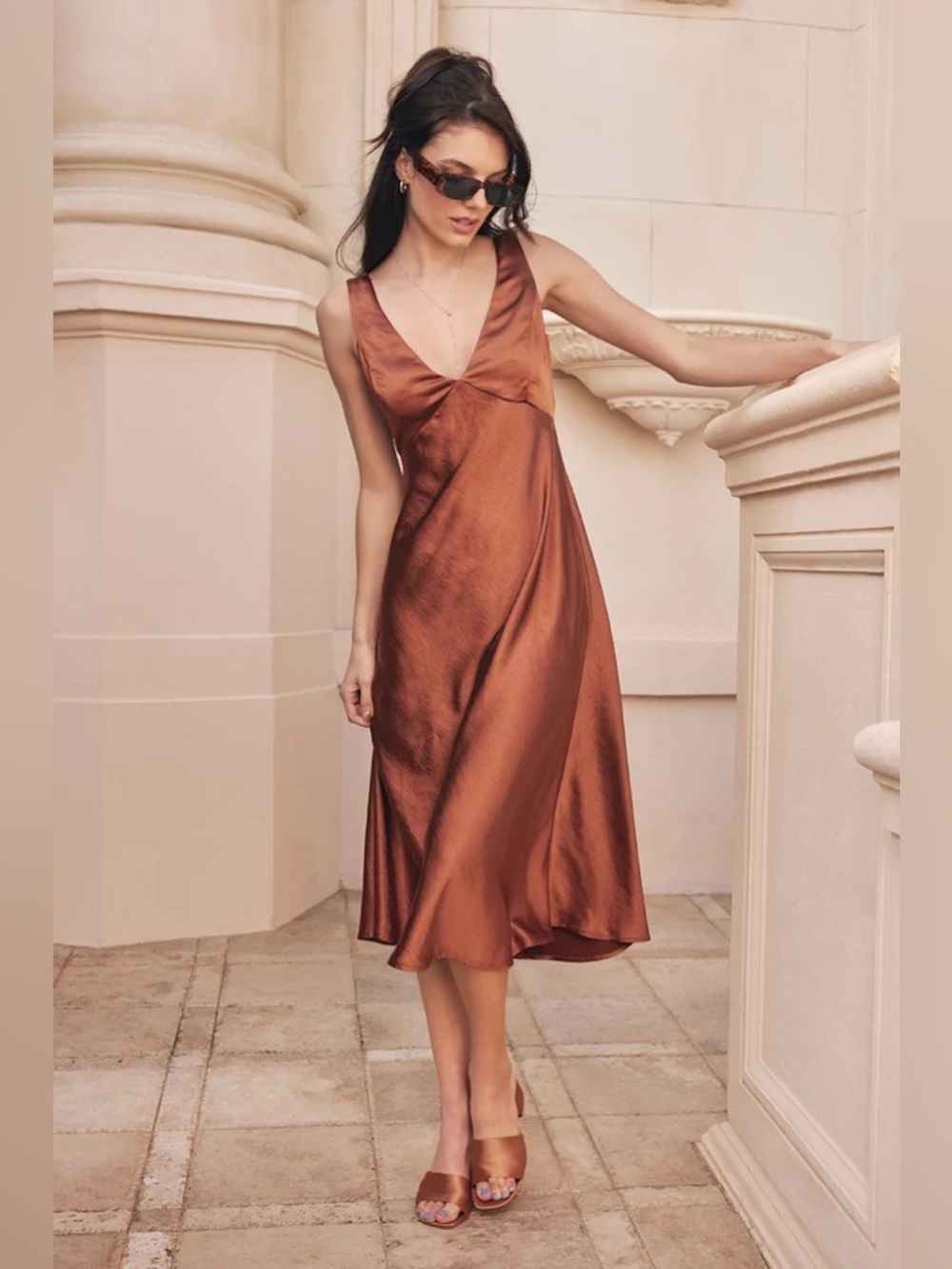 Lulus Incredible Love Brown Satin Cowl Back Midi Slip Dress - Picture 3 of 13